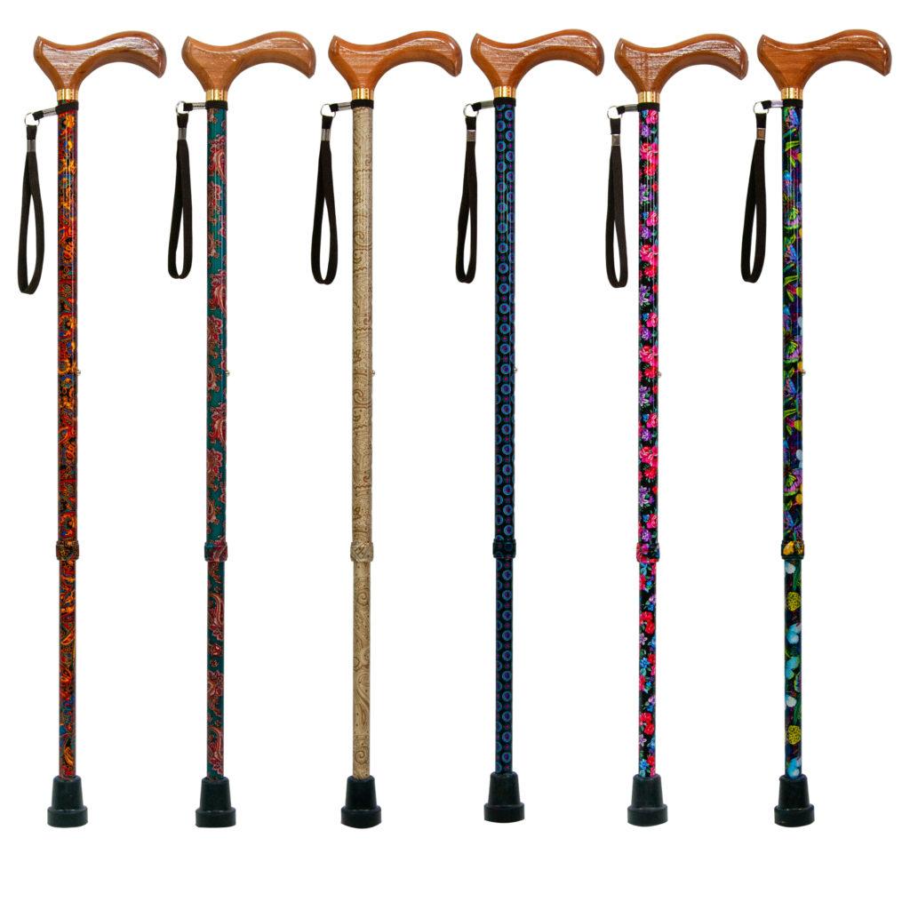 Трость телескопическая с деревянной ручкой ТР1 (01) с узором с УПС